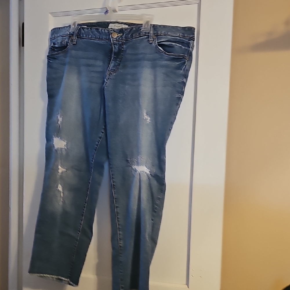 Torrid Light Blue Distressed Ankle Jeans